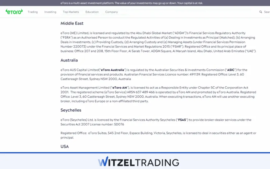 EToro Regulation and License