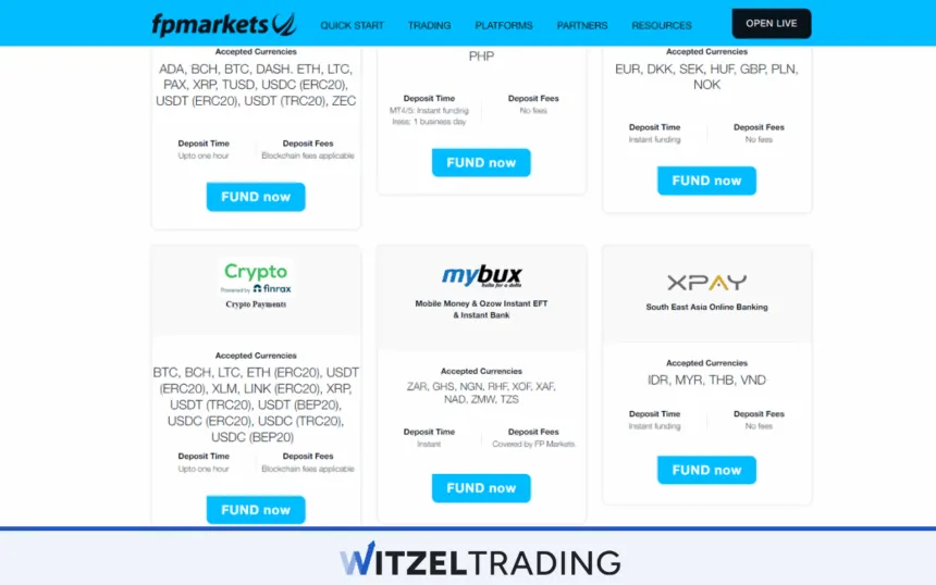FP Markets Crypto Deposit