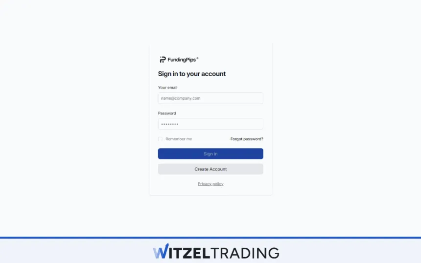 Funding Pips - Creating Account