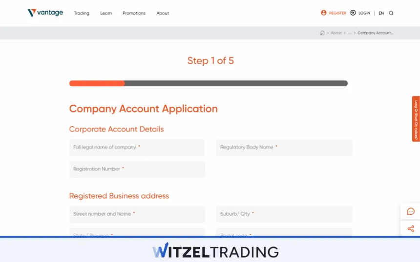 Vantage Markets Company Account Application