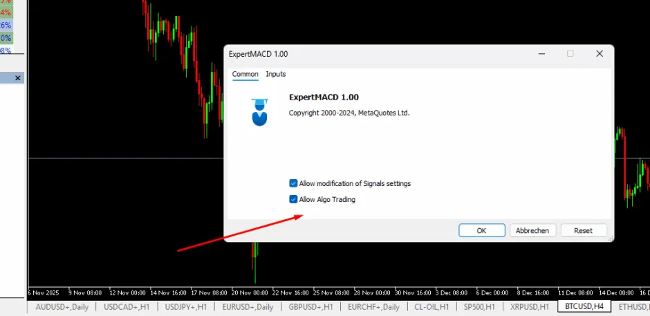 EA Live Trading Activation
