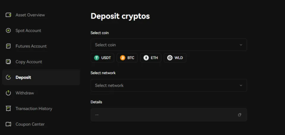 Crypto Account Funding