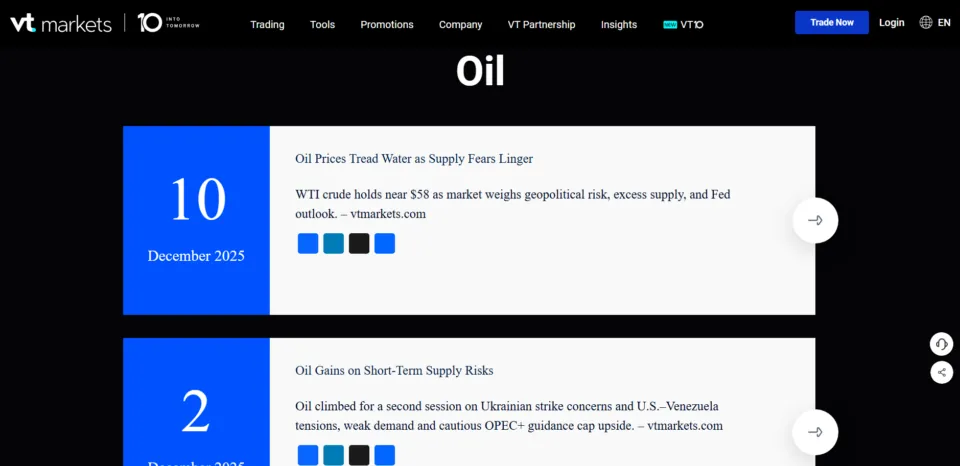 VT Markets Best Broker for Oil Trading
