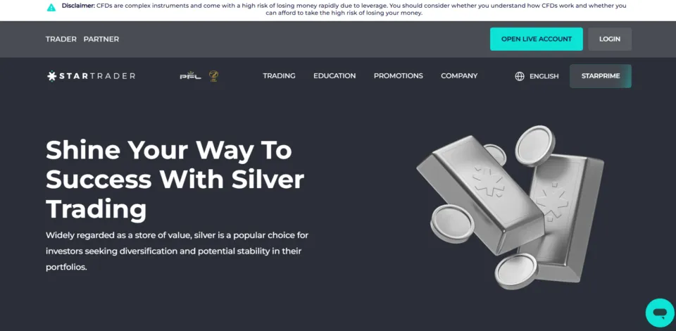 StarTrader Best Broker to trade Silver XAG/USD