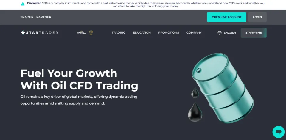 StarTrader Best Broker for Oil Trading