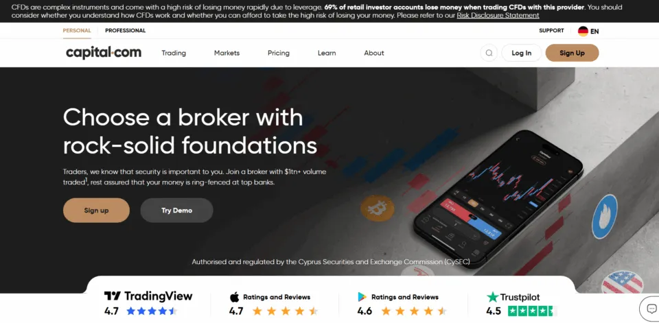 Capital.com Forex Broker with Trading API