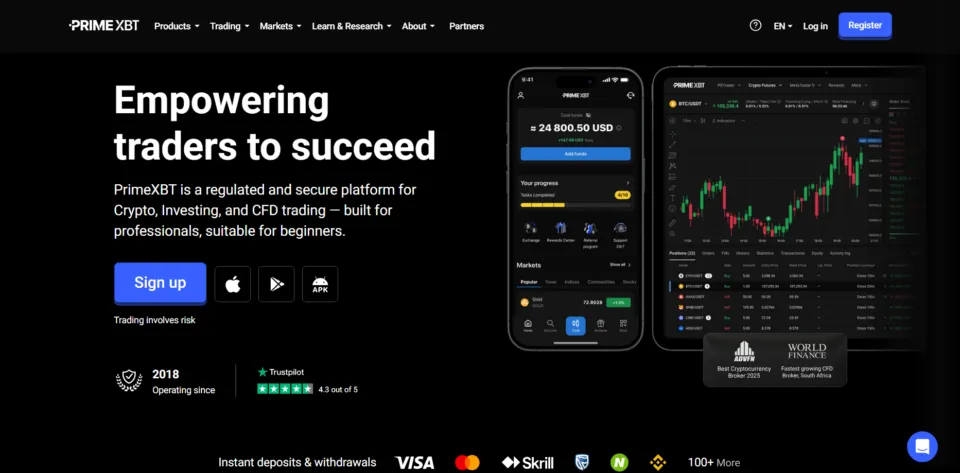 PrimeXBT Crypto, Forex and CFD Broker