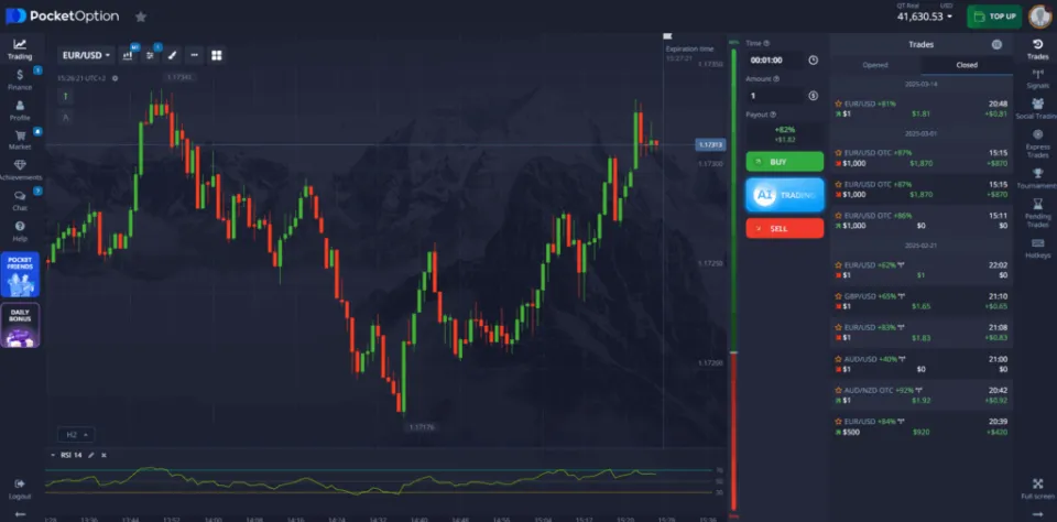 Binary Options Trading Platform Example on Pocket Option
