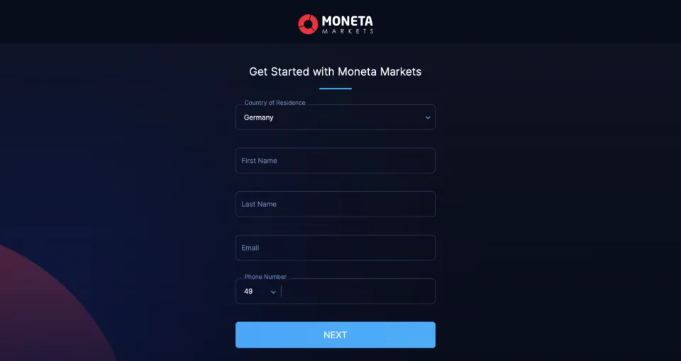 Moneta Markets - Demo Account Opening