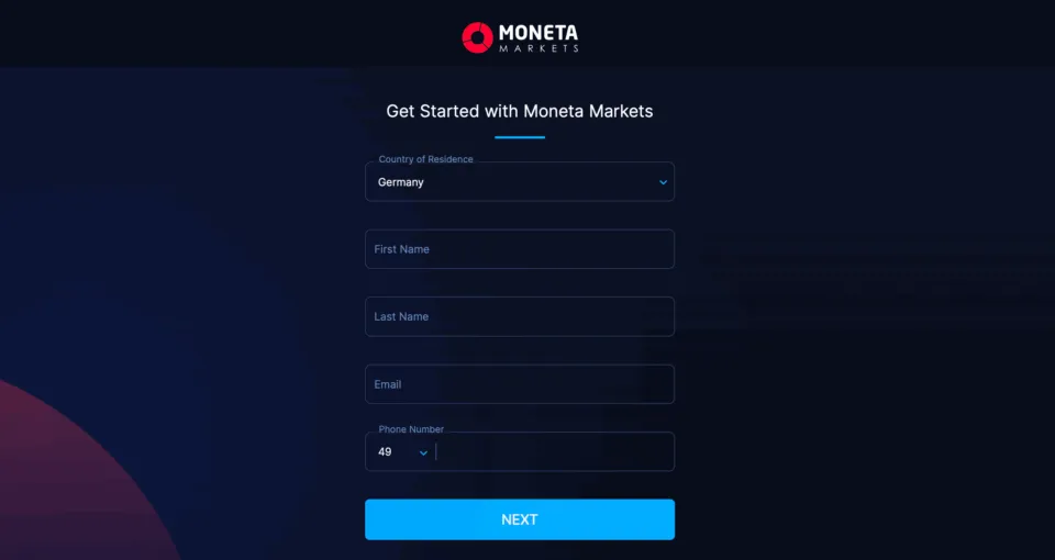 Moneta Markets - Demo Account Opening