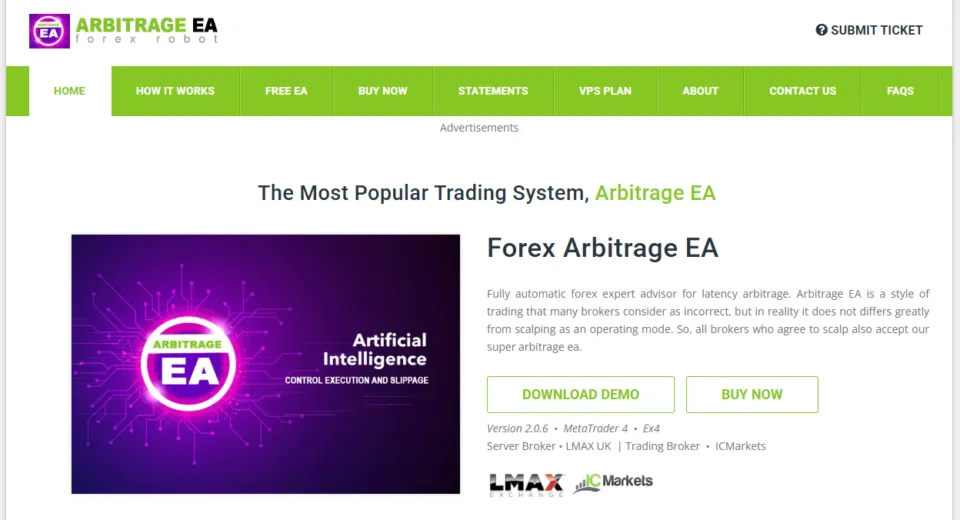 Arbitrage EA Website