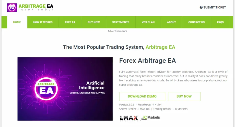 Arbitrage EA Website