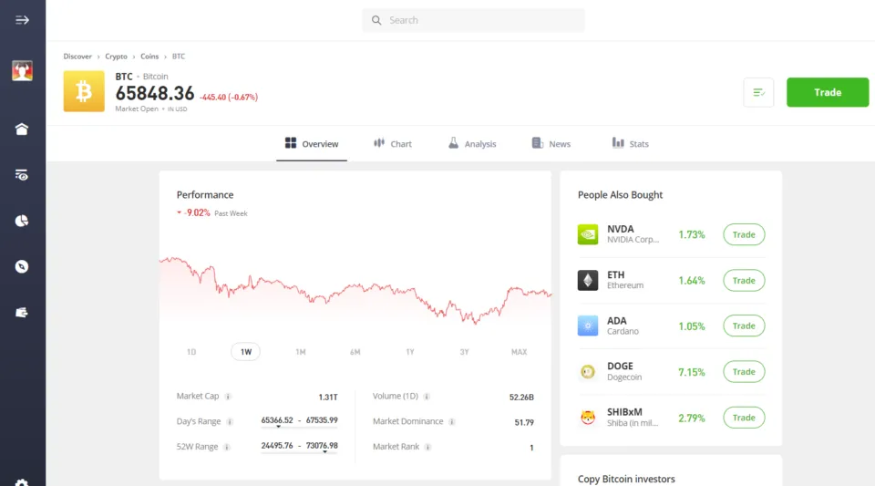 trading crypto on etoro