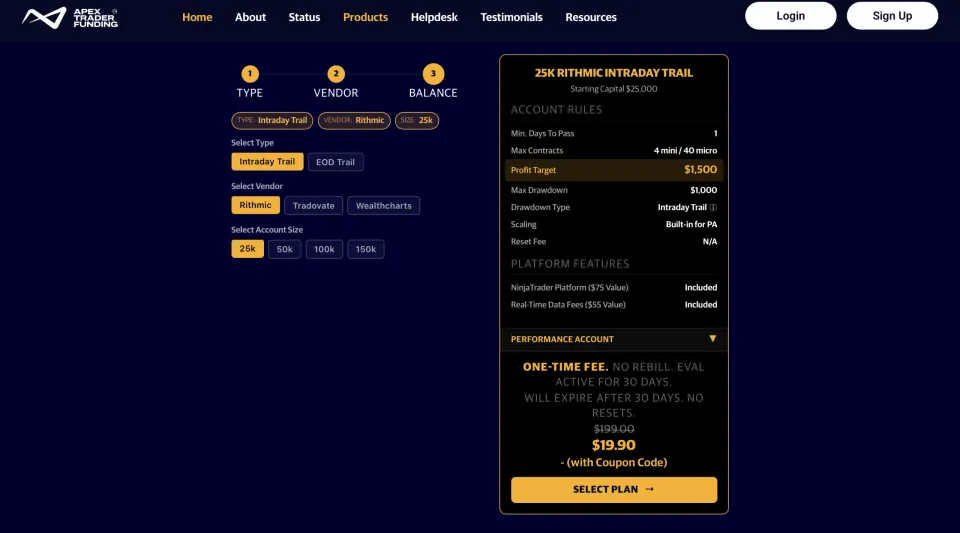 Apex Trader Funding Prices and Fees