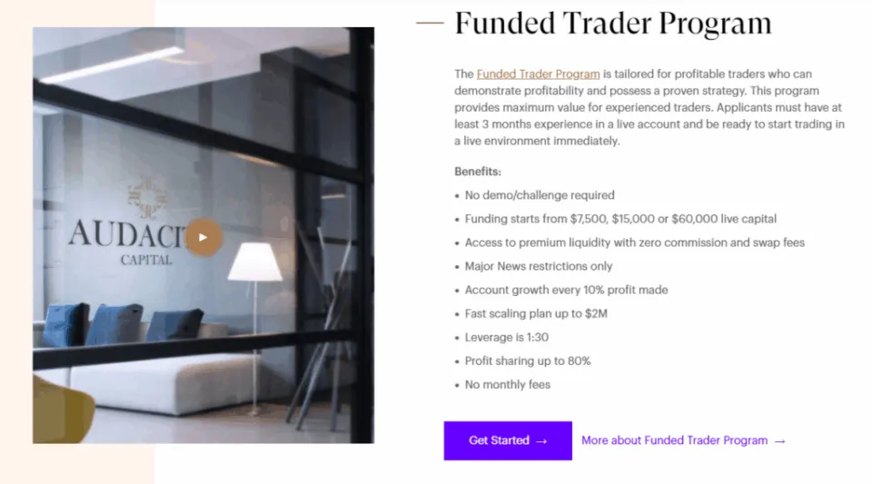 Audacity Capital Funded Trader Program