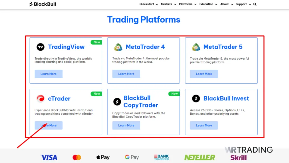 BlackBull Markets Trading Platforms Available