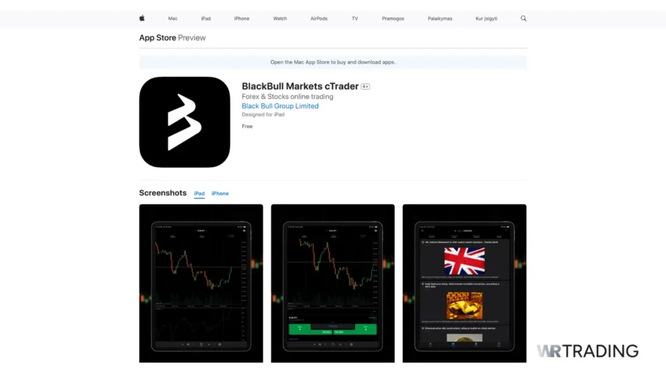BlackBull Markets cTrader CFD App on Apple Store