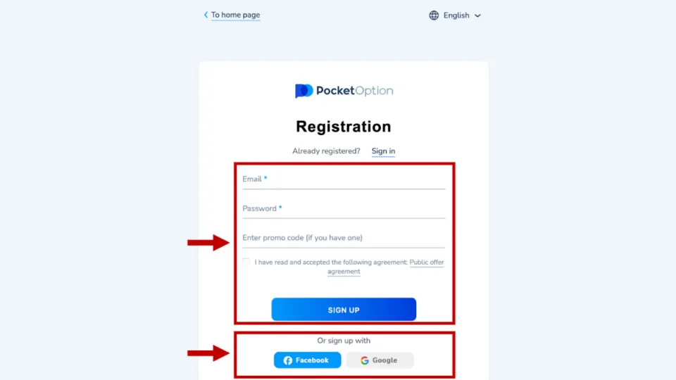 Pocket Option - Sign-up Process for UAE Traders