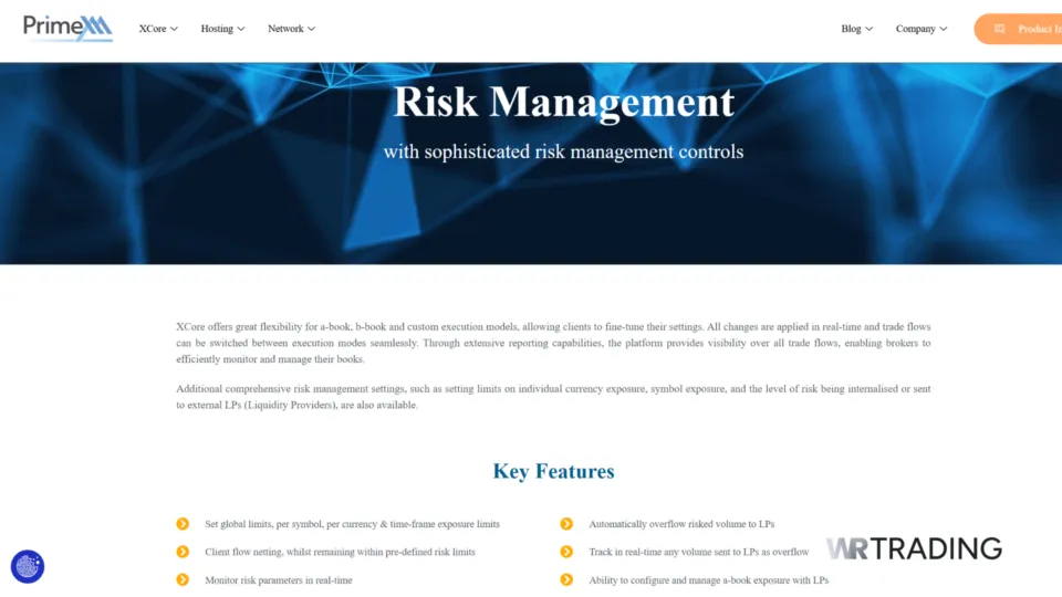 PrimeXM XCore Risk Management Key Features