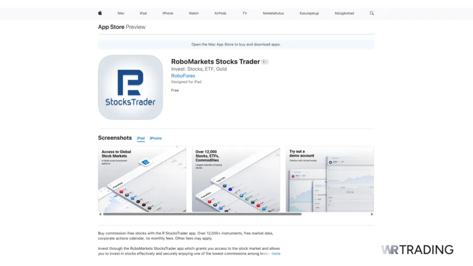 RoboForex CFD App on Apple Store