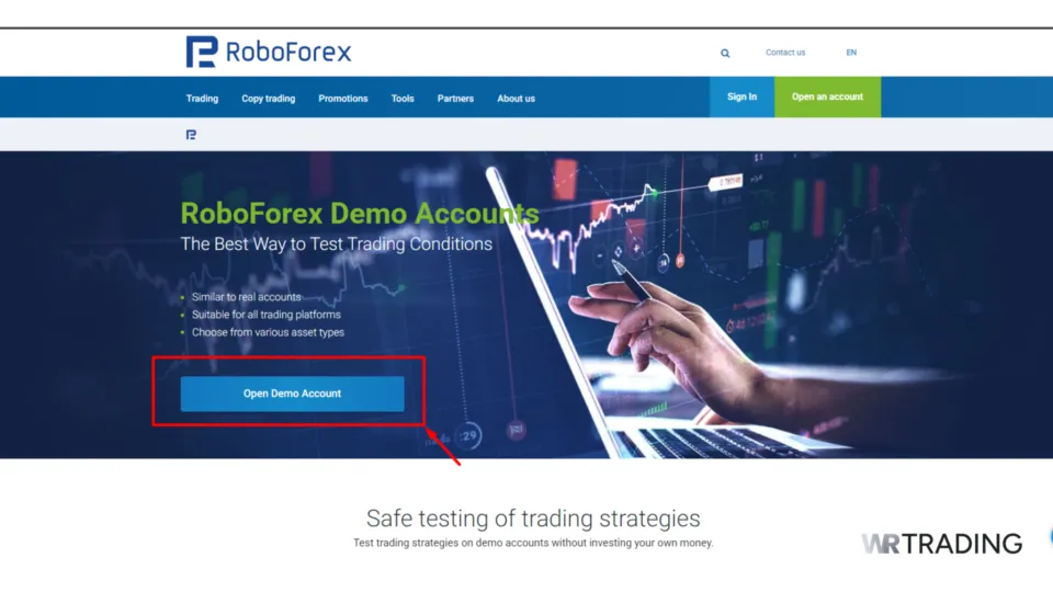 RoboForex Open Demo Trading Account Page