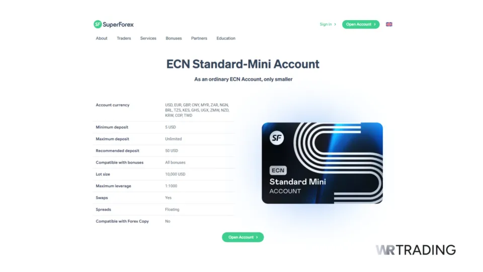 SuperForex ECN Mini Account