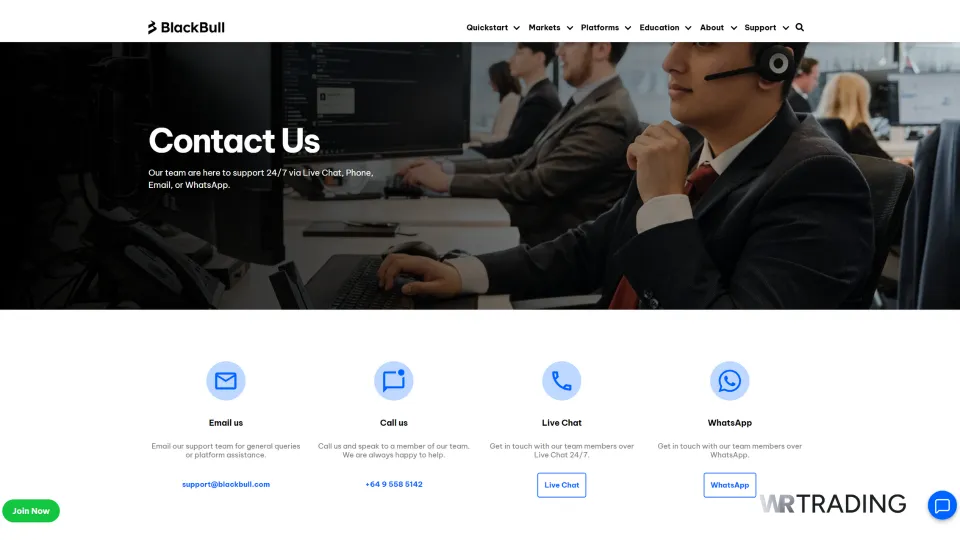BlackBull Markets Customer Support Page