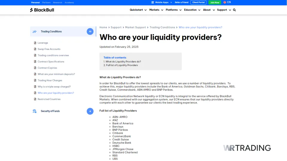 BlackBull Markets Liquidity Providers