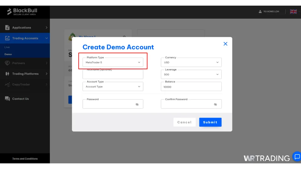 BlackBull Markets MetaTrader 5 Demo Account Sign Up