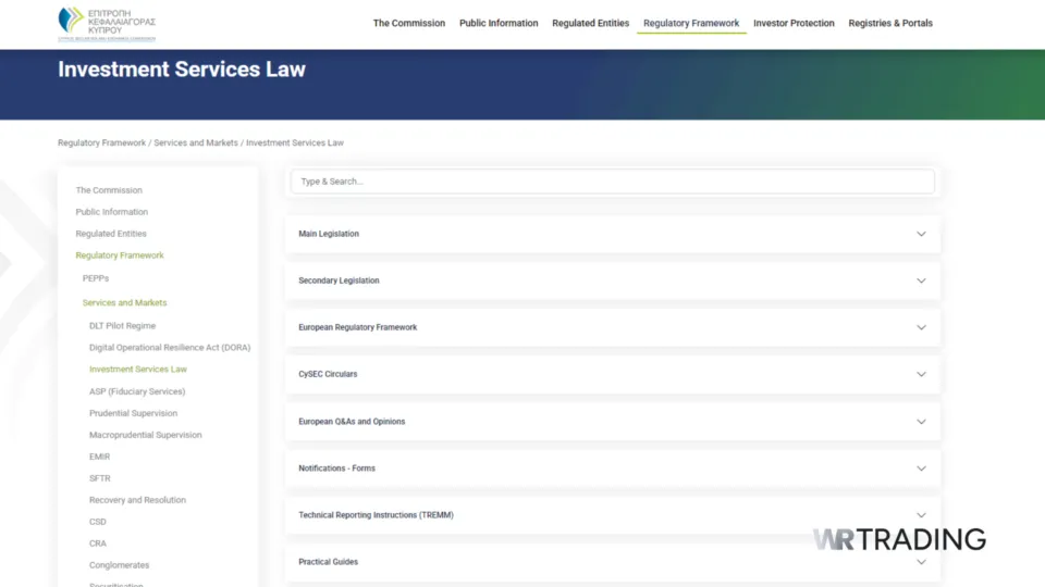 CySEC Investment Service Law Details