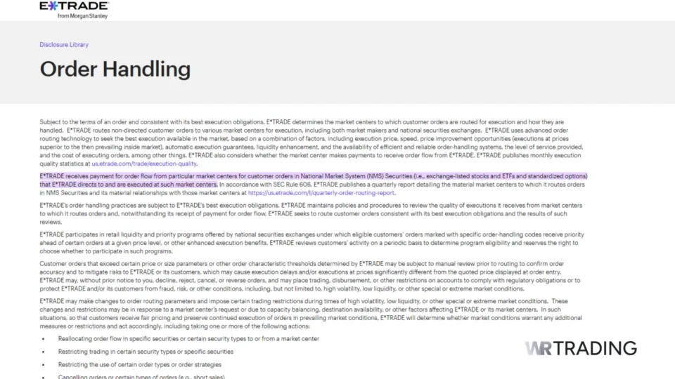 ETrade Payment For Order Handling