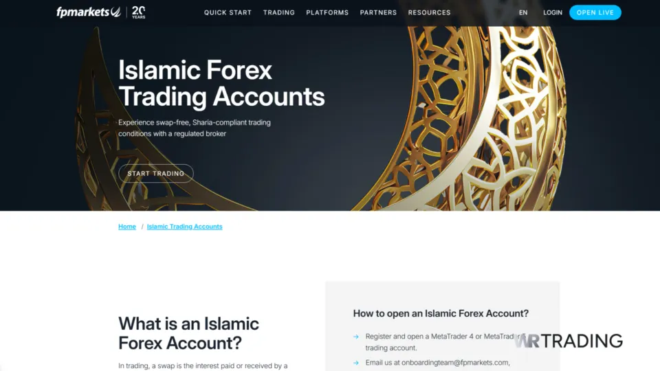 FP Markets Swap Free Account for Halal Trading