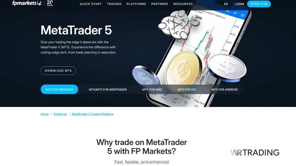FP Markets STP Forex Broker MetaTrader 5