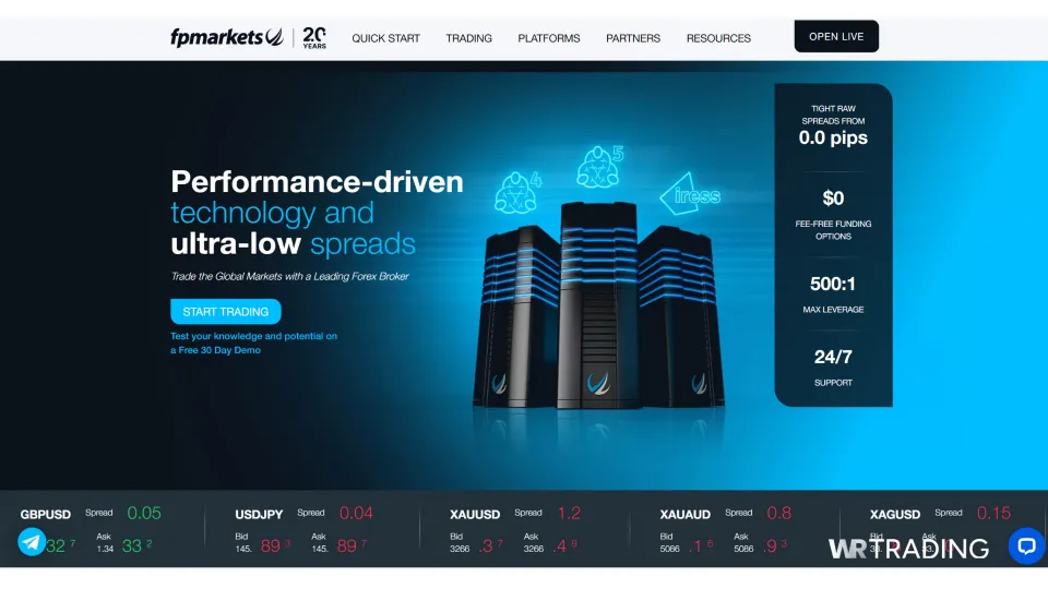 FP Markets Forex Trade Equities Page