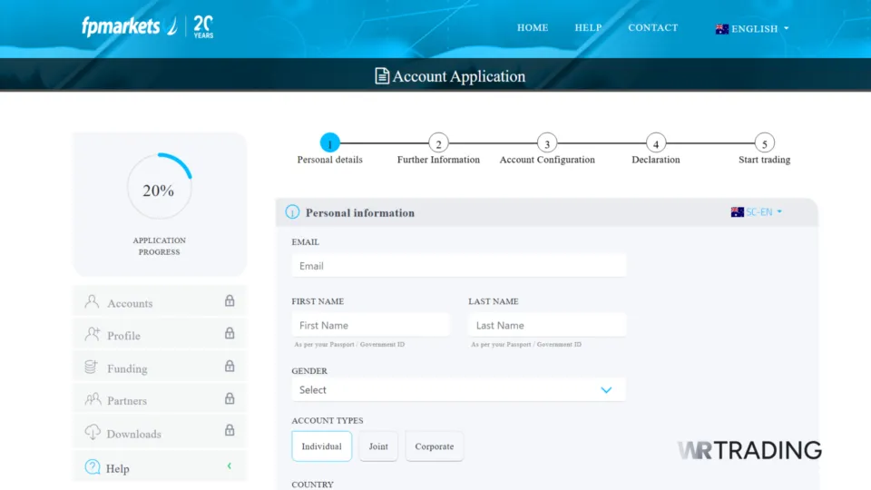 FP Markets Trading Islamic Account Registration Swap Free Account