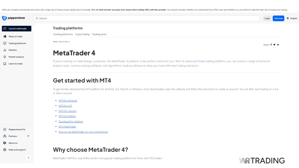 Metatrader 4 (MT4) Broker Pepperstone