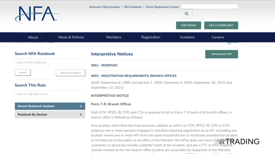 NFA Interpretive Notices