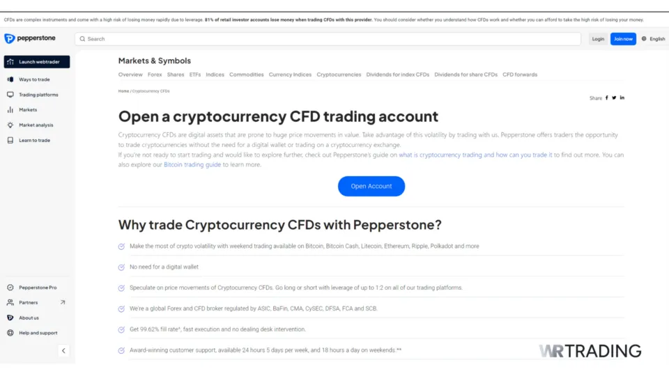Pepperstone Cryptocurrency Trading