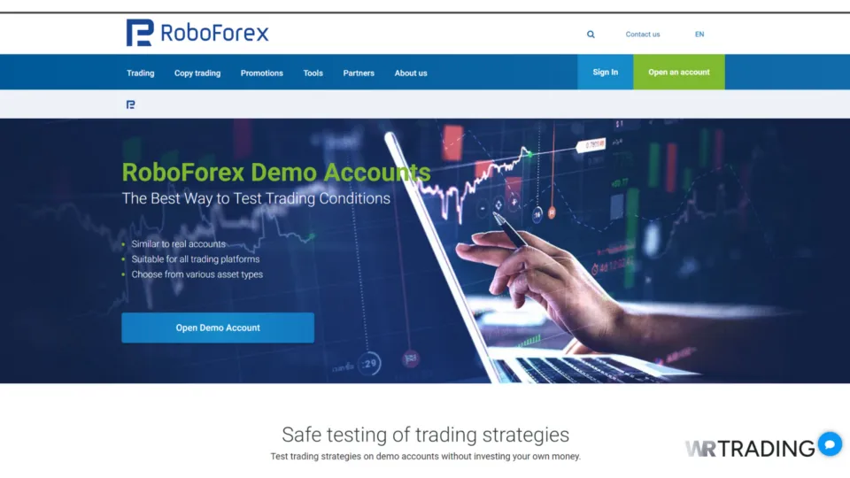RoboForex CFD Trading Demo Account Opening Page