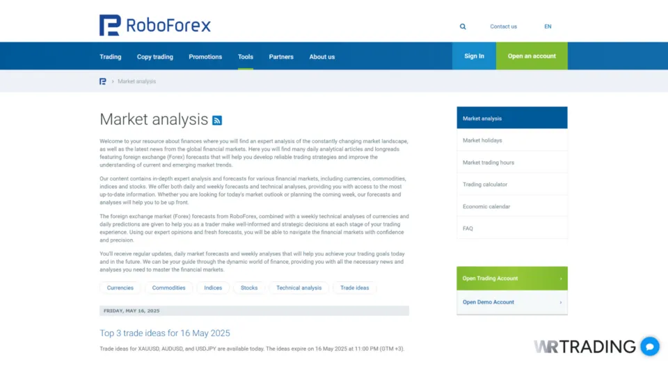 RoboForex Markets Analysis