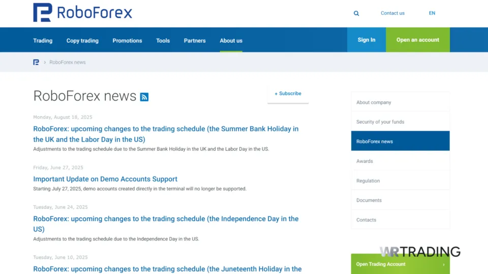 News Trading with RoboForex news