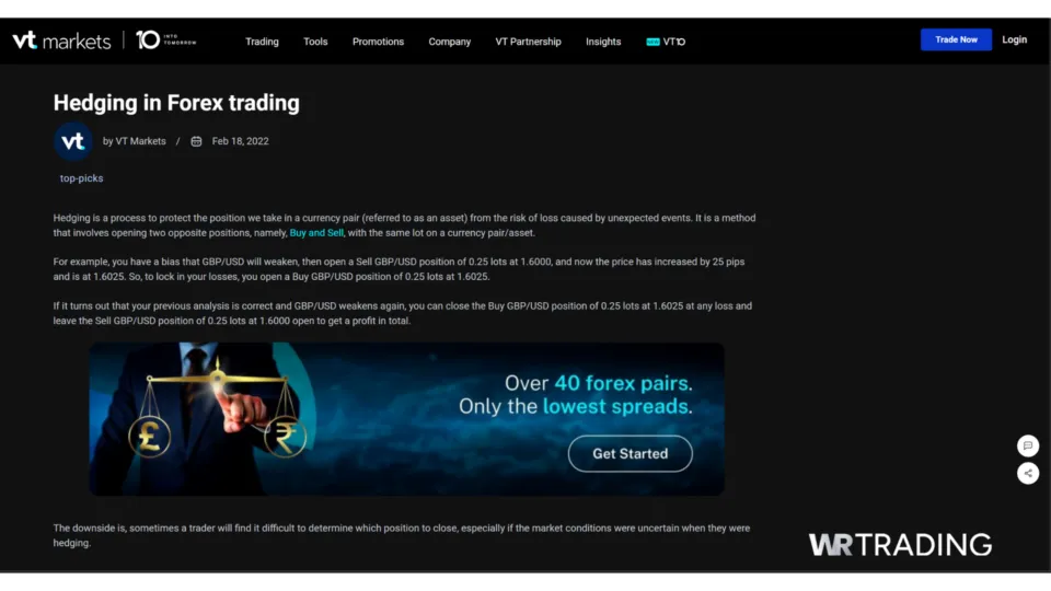 VT Markets Broker for Hedging Strategies