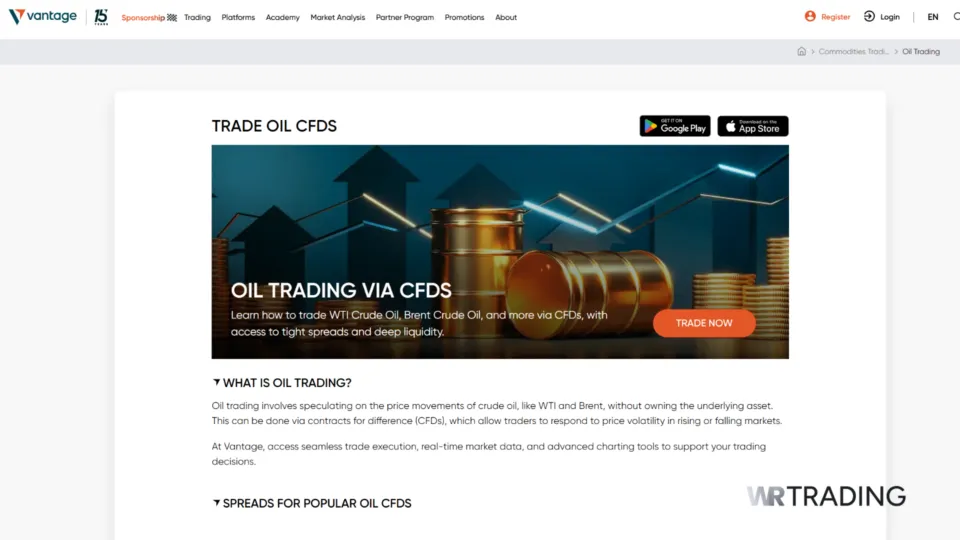 Vantage Markets Best Broker for Oil Trading