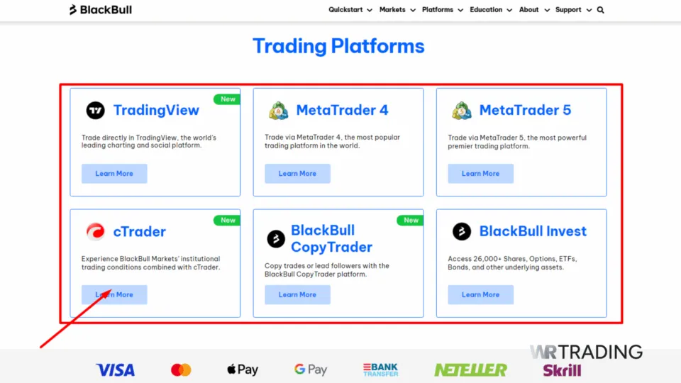 BlackBull Markets Trading Platforms Available