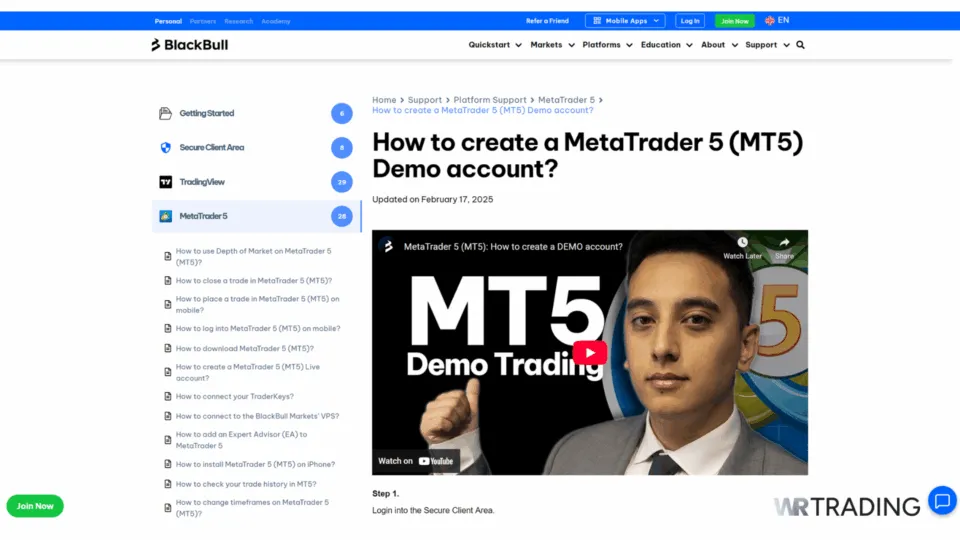 BlackBull Markets CFD Trading Demo Account Opening Page
