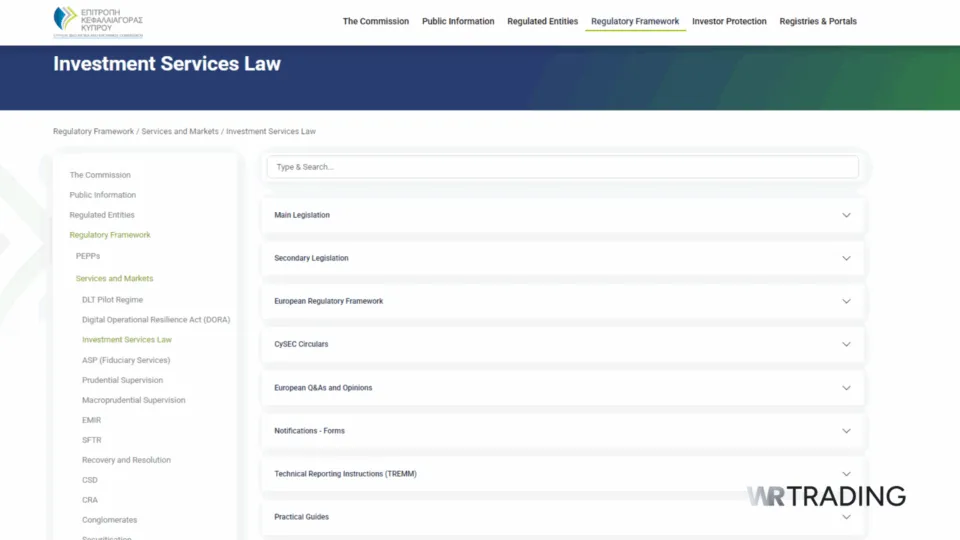 CySEC Investment Service Law Details