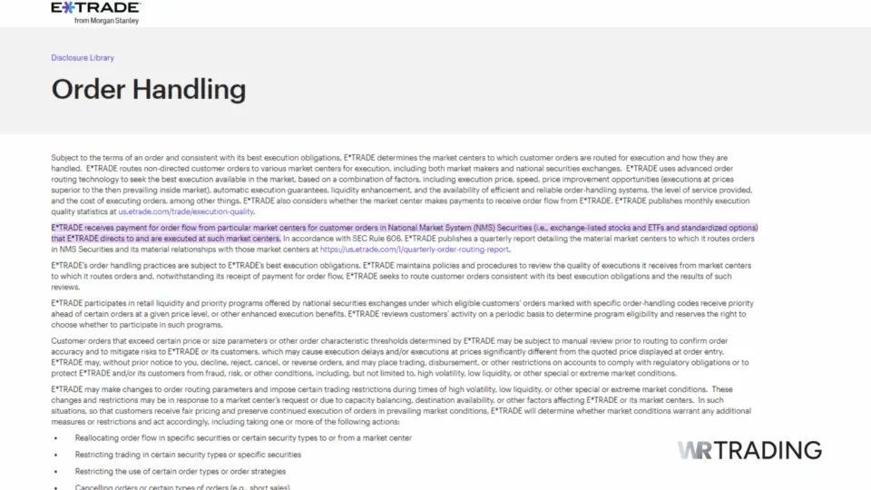 ETrade Payment For Order Handling