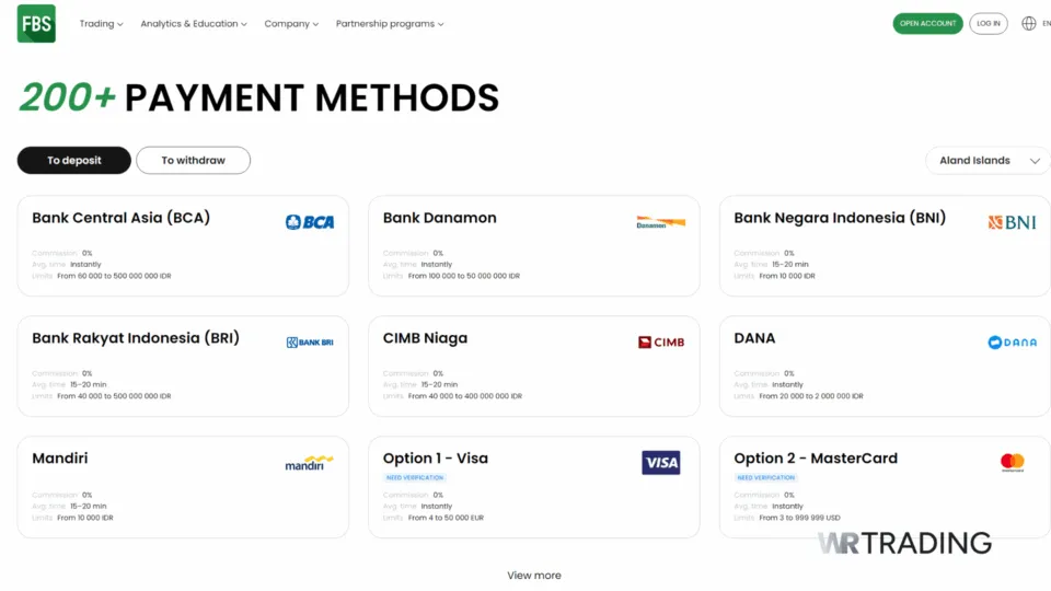 Payment Methods Available in FBS