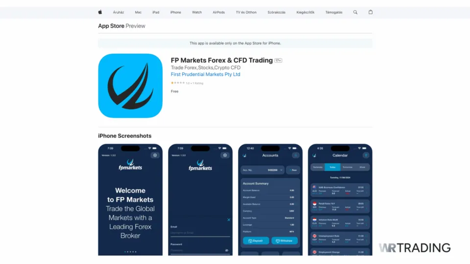 FP Markets CFD App on Apple Store
