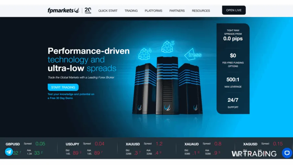 FP Markets Forex Trade Equities Page